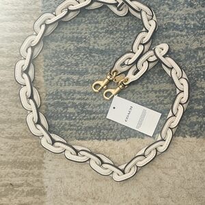 Coach Chalk Leather Covered Long Chain Strap